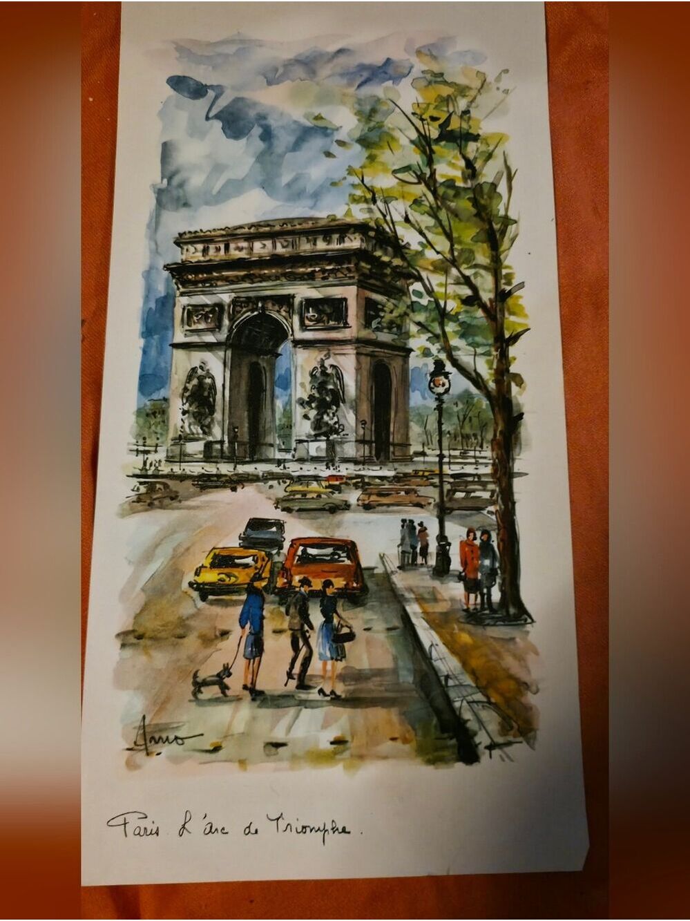 4/$67 Deal! Vintage Paris Street Scene Watercolor Print